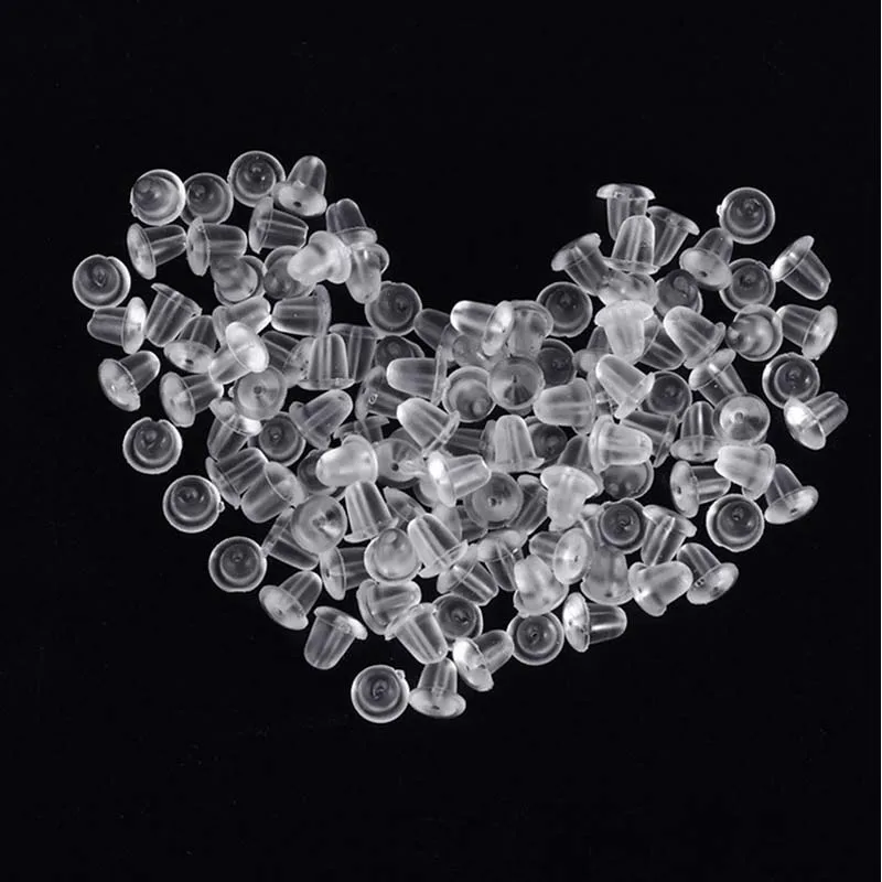 5mm 100pcs Clear Soft Silicone Rubber Earring Backs Safety Round Stopper High Quality Jewelry Accessories DIY Parts Ear Plugging