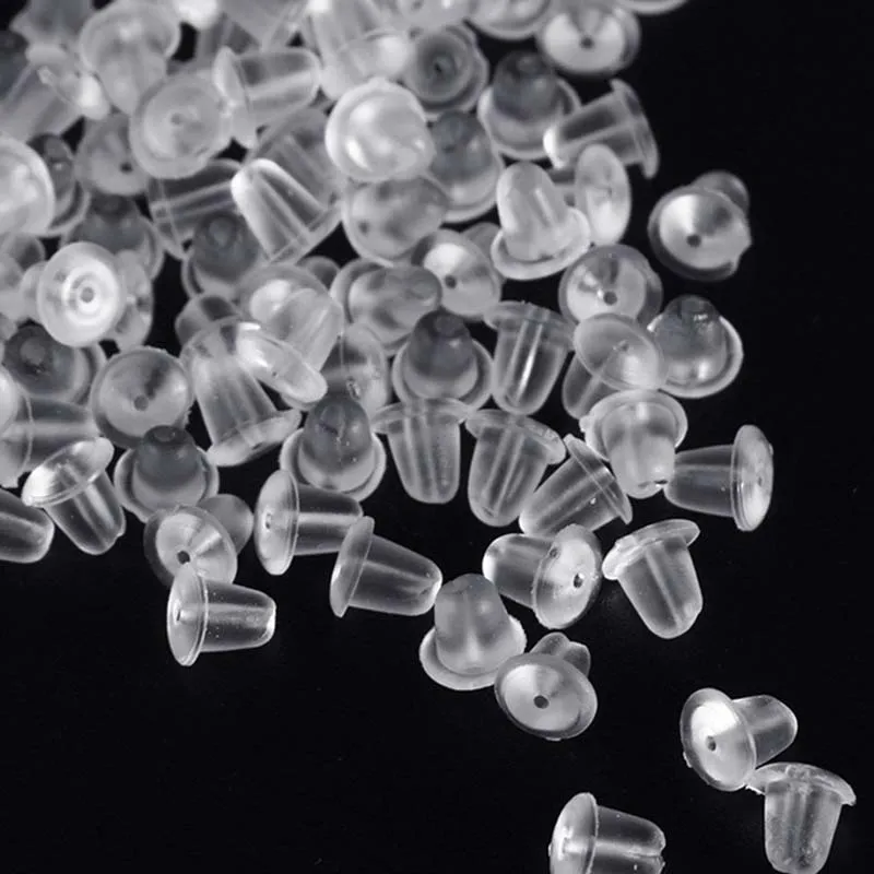 5mm 100pcs Clear Soft Silicone Rubber Earring Backs Safety Round Stopper High Quality Jewelry Accessories DIY Parts Ear Plugging