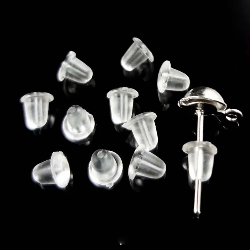 5mm 100pcs Clear Soft Silicone Rubber Earring Backs Safety Round Stopper High Quality Jewelry Accessories DIY Parts Ear Plugging