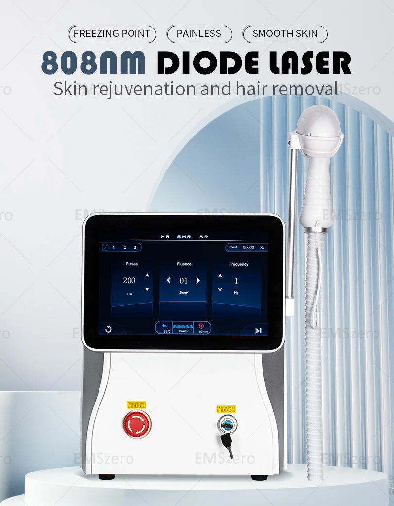808nm Diode Laser Hair Removal Equipment Permanent Painless Non-invasive Permanent Cooling Head Painless Epilator Salon 5000W CE