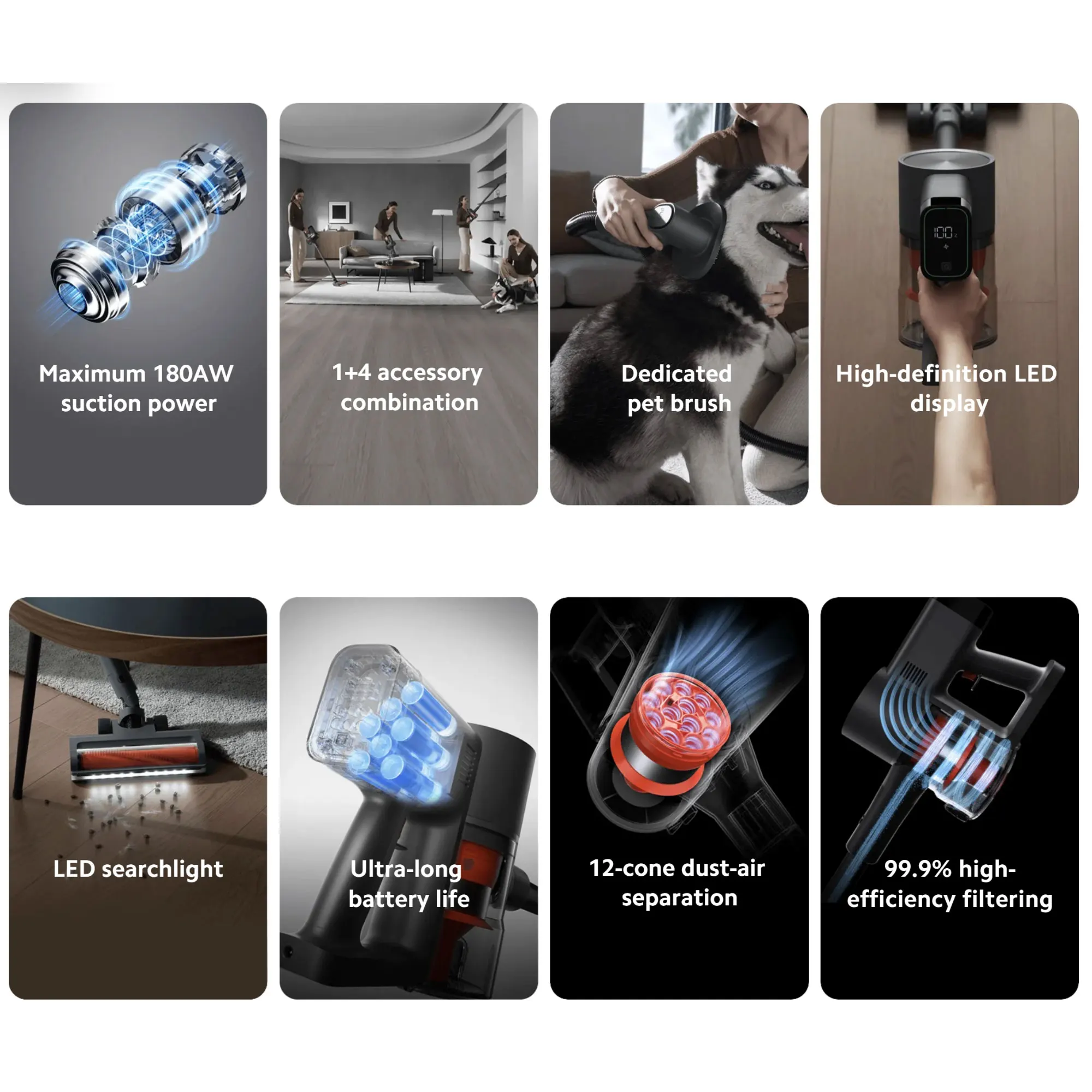 Xiaomi Vacuum Cleaner G20 Max, Mijia Wireless Hand-held Strong Suction Long Battery Life Searchlight Dust Removal Mite Suction