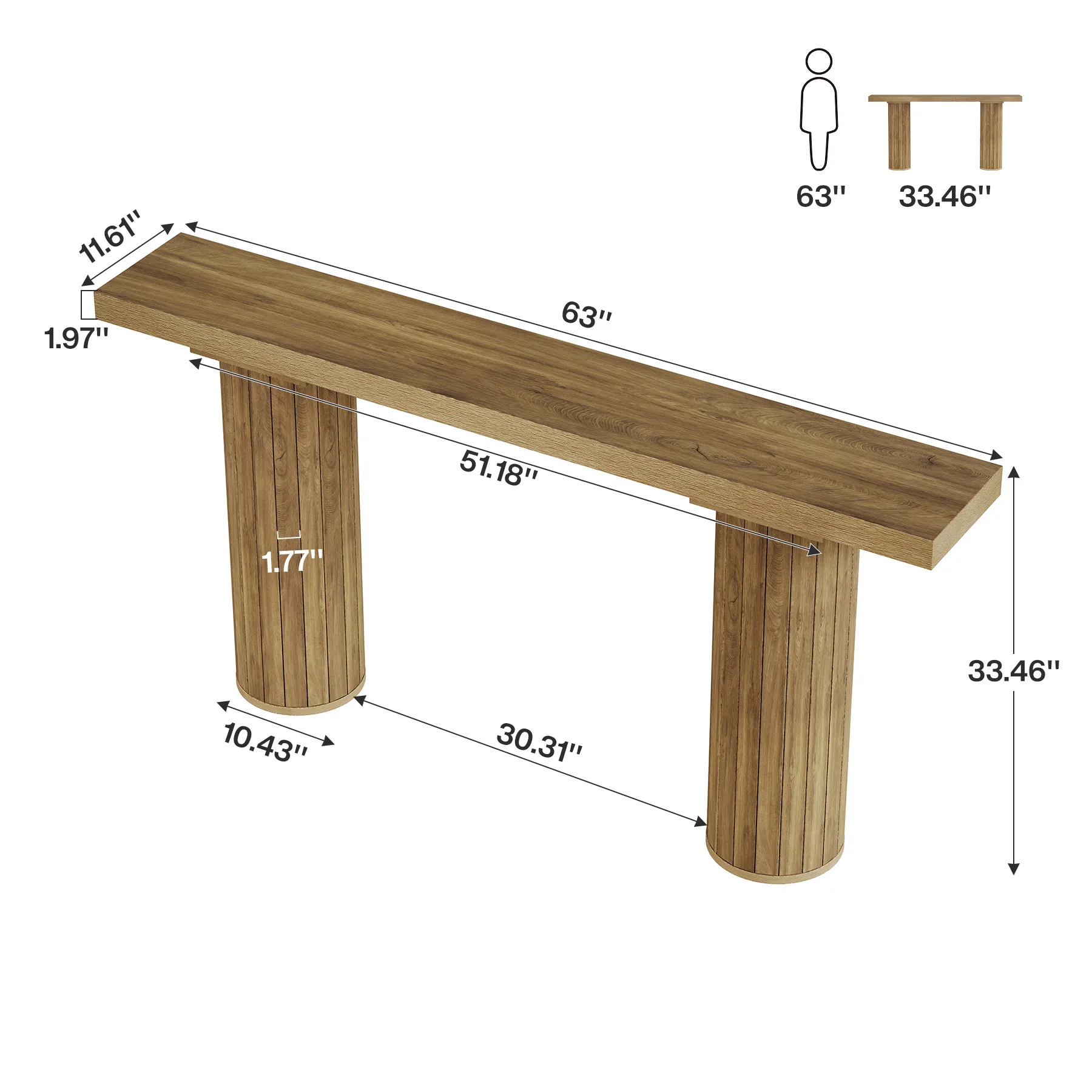 Tribesigns 63-Inch Farmhouse Extra Long Console Table, Wooden Rectangular Foyer Sofa Table Behind The Couch, Entryway Table