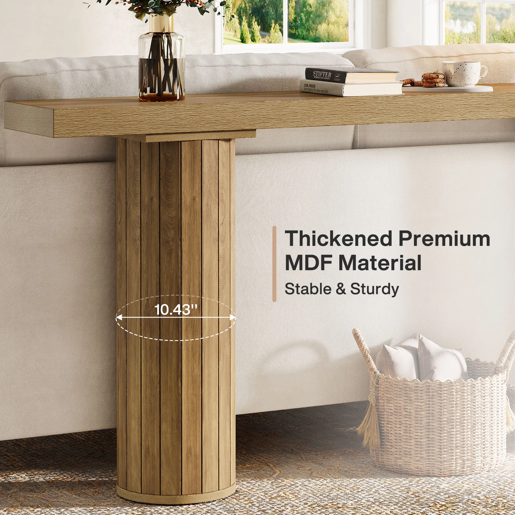 Tribesigns 63-Inch Farmhouse Extra Long Console Table, Wooden Rectangular Foyer Sofa Table Behind The Couch, Entryway Table