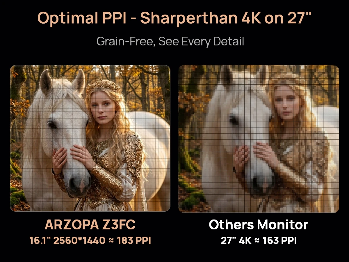 ARZOPA 16.1'' 180Hz 2.5K Portable Monitor, 2560x1440 QHD 107% SRGB, External Second Screen for Laptop, PC, PS5, Mac, Xbox-Z3FC