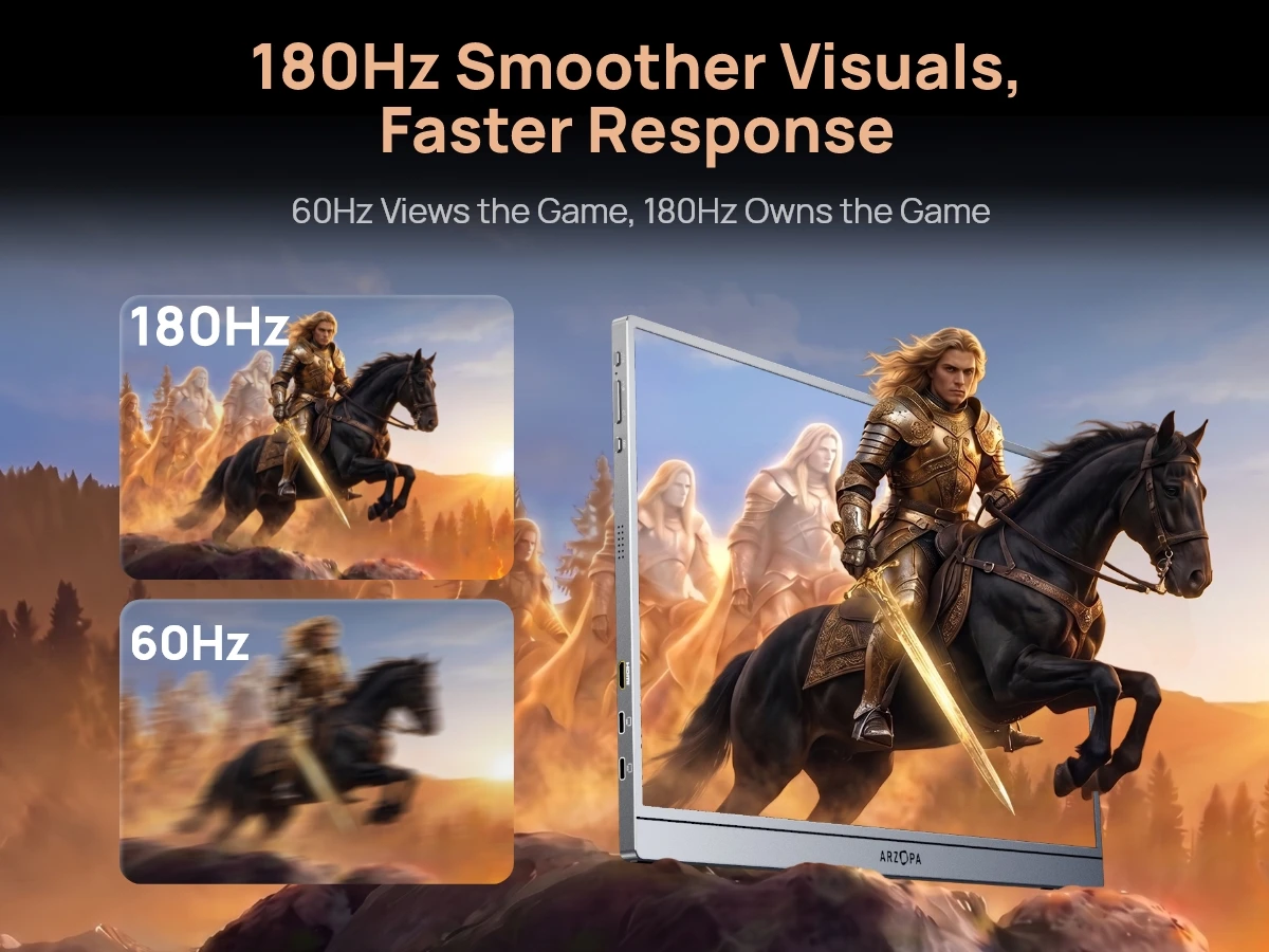 ARZOPA 16.1'' 180Hz 2.5K Portable Monitor, 2560x1440 QHD 107% SRGB, External Second Screen for Laptop, PC, PS5, Mac, Xbox-Z3FC