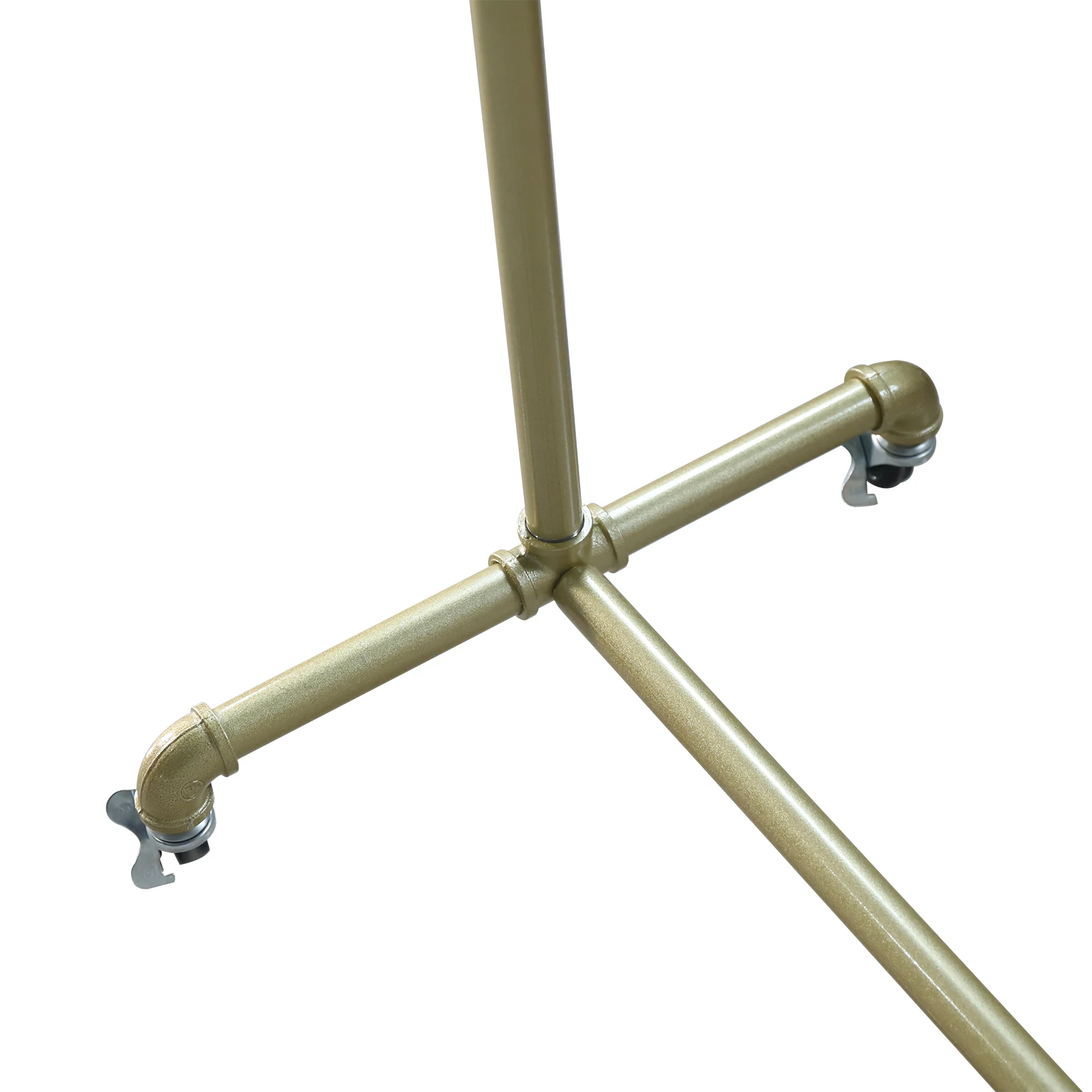 Gold Free Standing Coat Rack 100lbs Capacity Industrial Clothing Rack Heavy Duty Garment Rail with Wheels for Store Bedroom