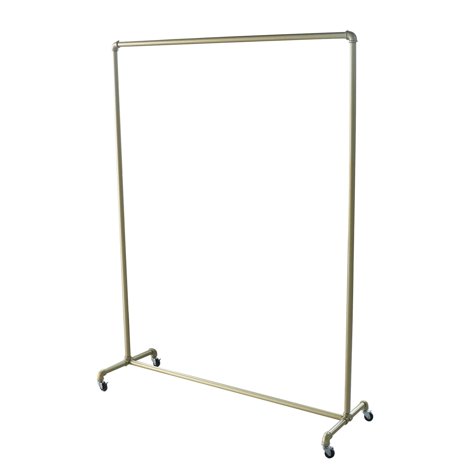 Gold Free Standing Coat Rack 100lbs Capacity Industrial Clothing Rack Heavy Duty Garment Rail with Wheels for Store Bedroom