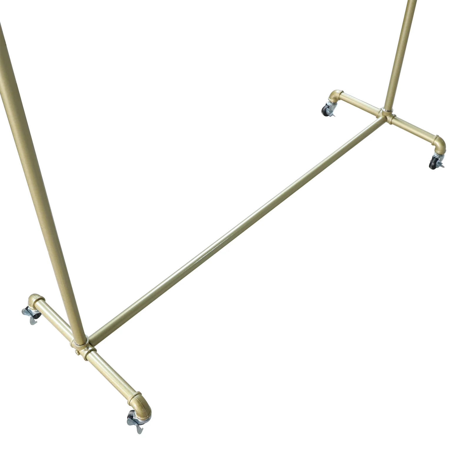Gold Free Standing Coat Rack 100lbs Capacity Industrial Clothing Rack Heavy Duty Garment Rail with Wheels for Store Bedroom