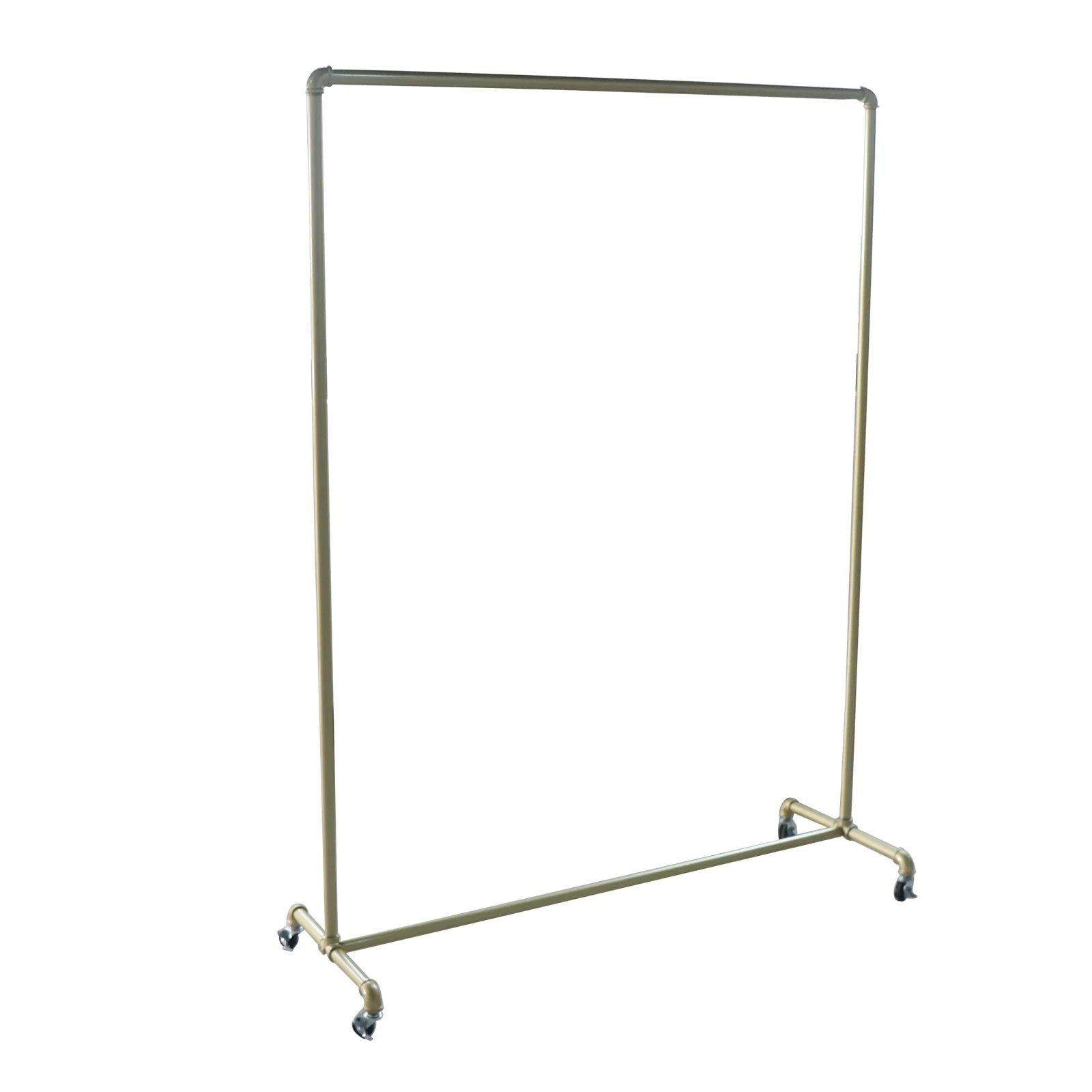 Gold Free Standing Coat Rack 100lbs Capacity Industrial Clothing Rack Heavy Duty Garment Rail with Wheels for Store Bedroom