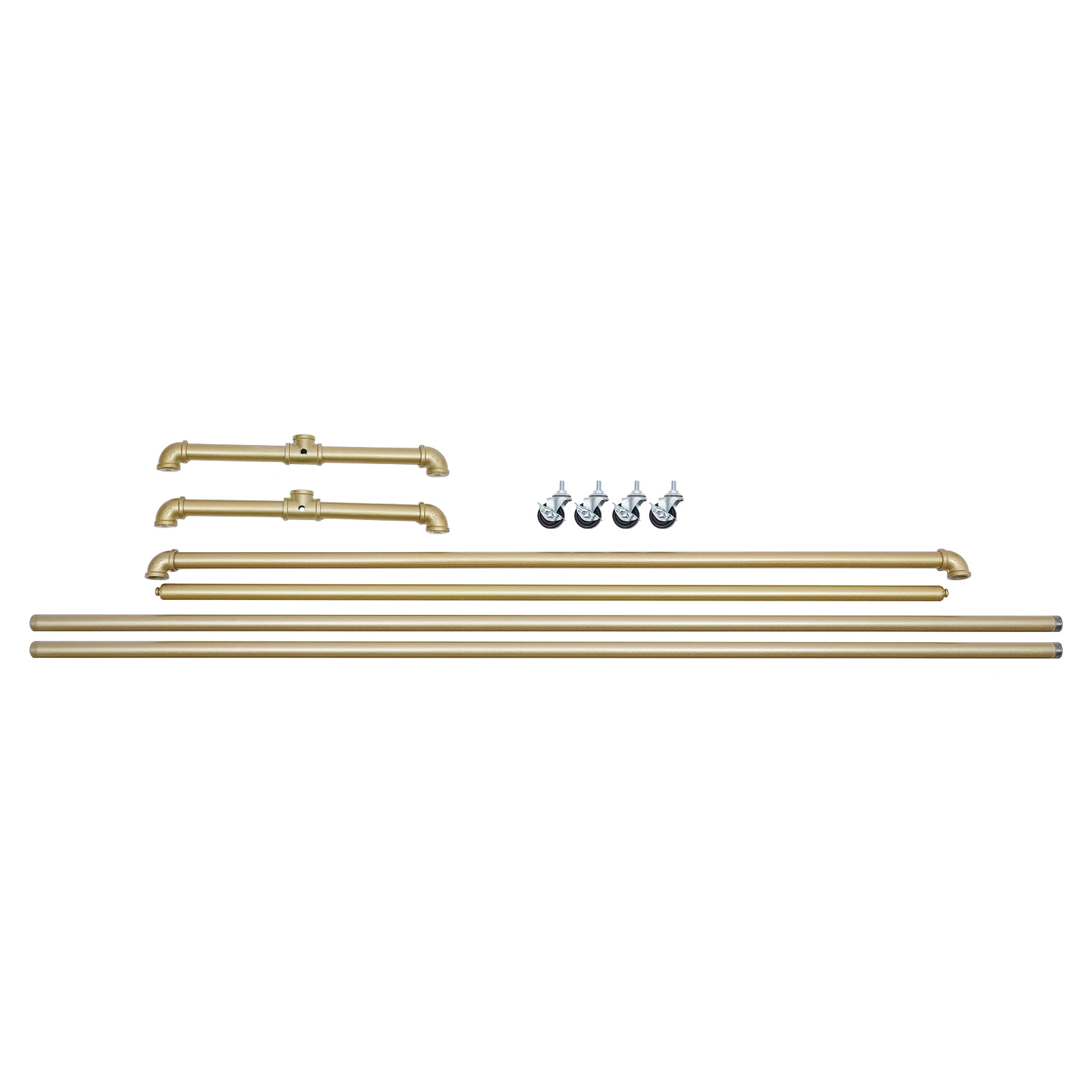Gold Free Standing Coat Rack 100lbs Capacity Industrial Clothing Rack Heavy Duty Garment Rail with Wheels for Store Bedroom