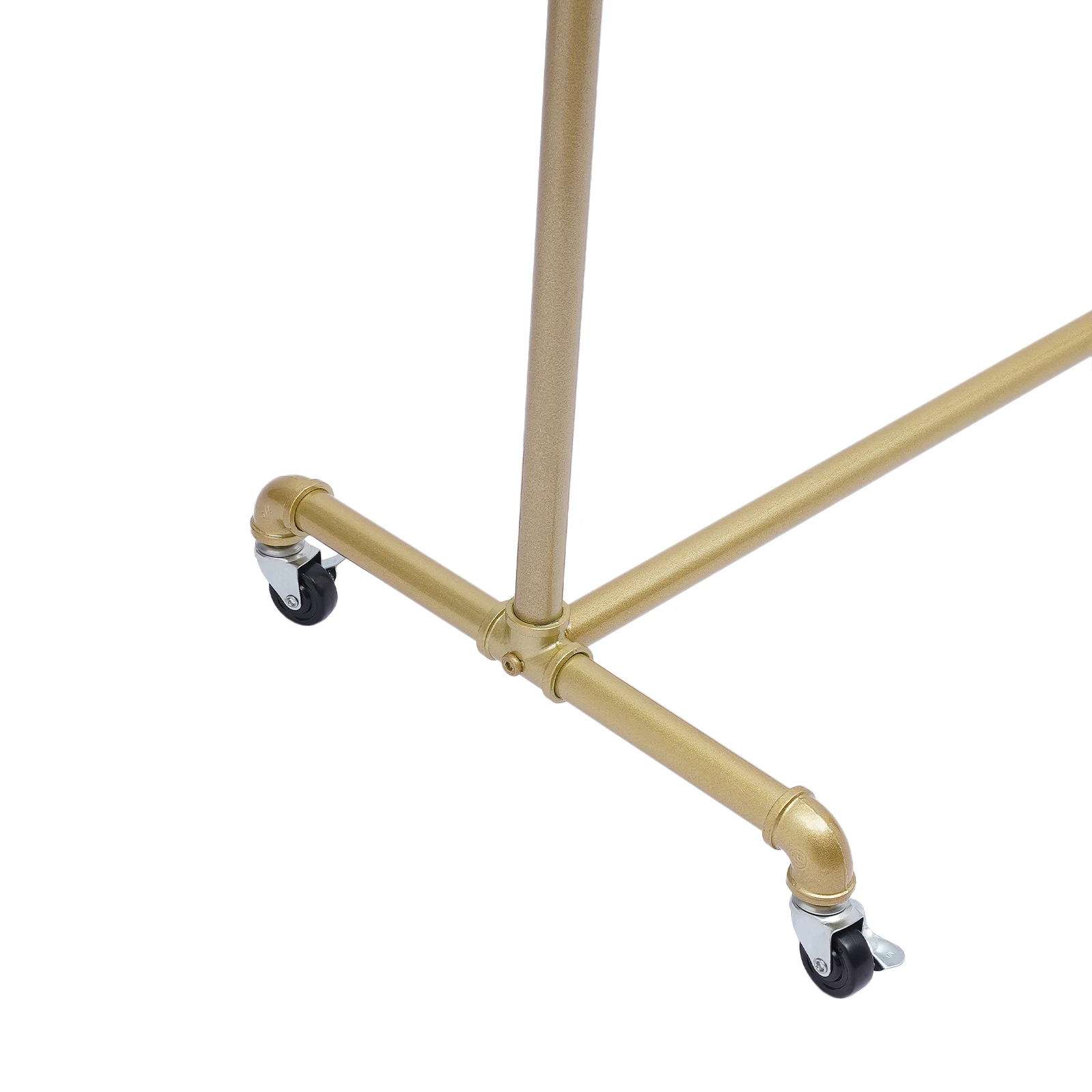 Gold Free Standing Coat Rack 100lbs Capacity Industrial Clothing Rack Heavy Duty Garment Rail with Wheels for Store Bedroom