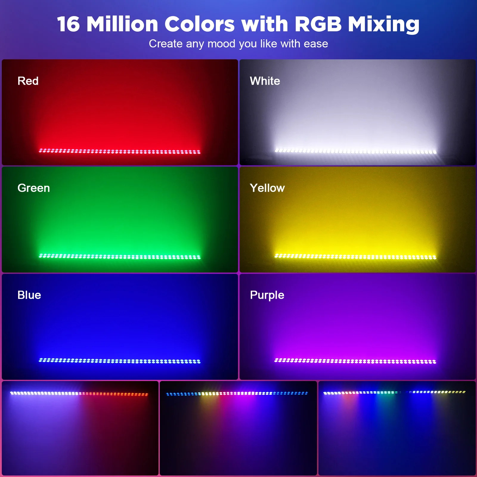 Leleght 120W RGB 80PCS LEDs Wall Washer Light Stage Effect Lighting Sound Control DMX 2/3/4/6/7/12/24CH For Concert Party KTV
