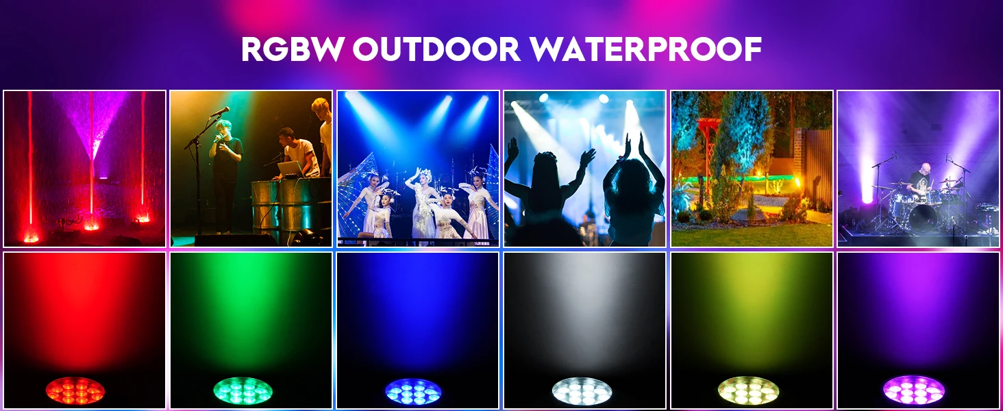 LeLeght 4 in 1 Stage Effect Par Light IP65 Waterproof Outdoor Flat Par Light 14x10W LED Beam Light for Wedding Party Club Disco