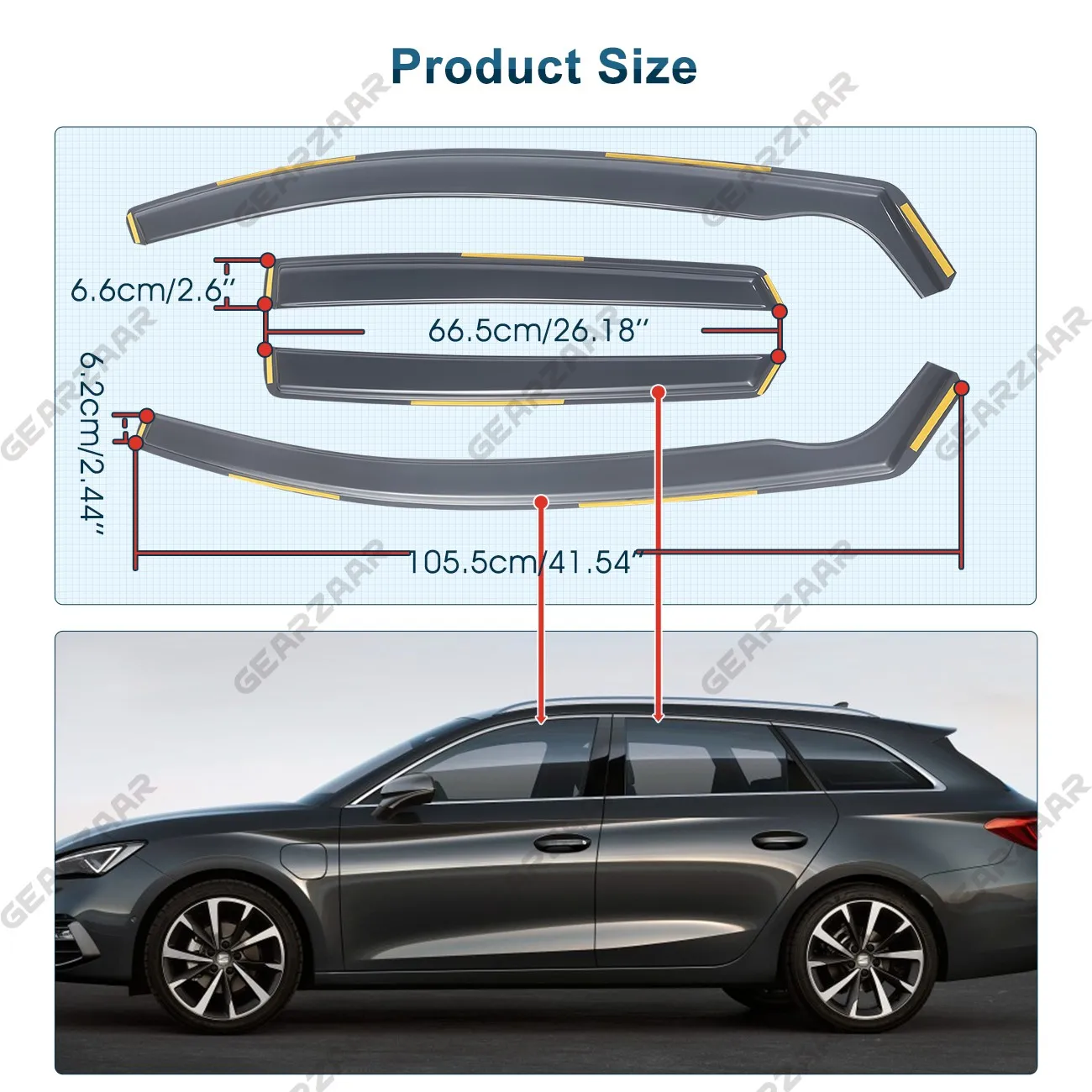FOR SEAT Leon/Cupra MK3 2013-2020 5 Door Hatchback Wind Deflectors 4pc + Clips