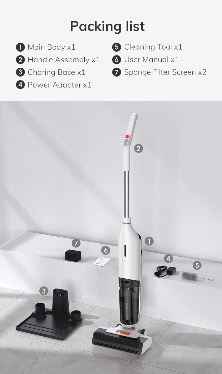 Ilife W90 Cordless Wireless Wet Dry Smart Mop Washing, 5500Pa Suction, 1 Min Self Cleaning, Large Dual Water Tank