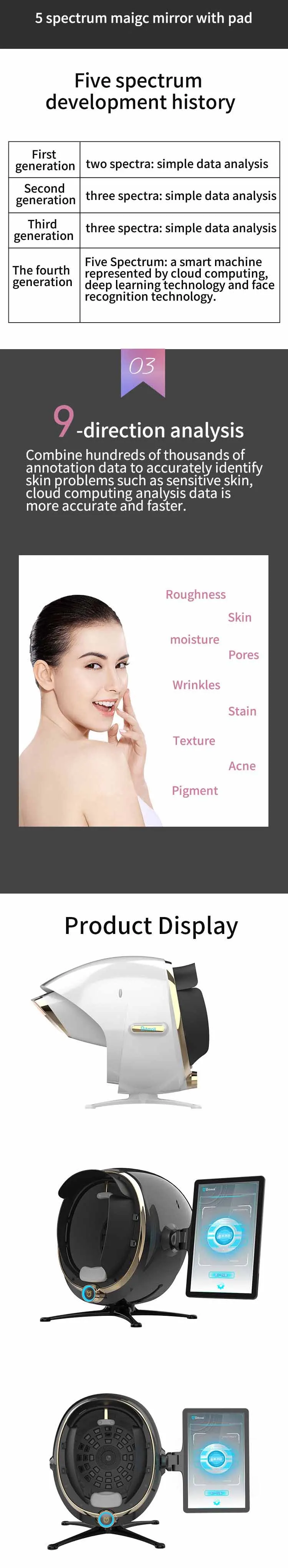 Epilator 3D Skin Scanner Care Facial Analyzer Monitor Magic Mirror Portable Testing English Detector Face Camera Test Analysis
