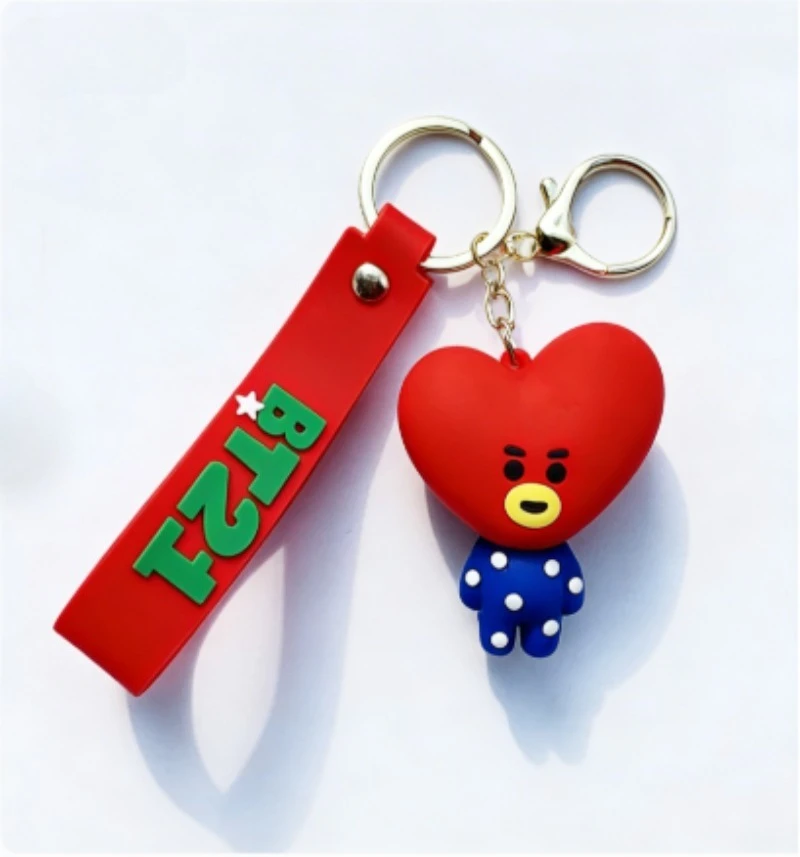 New BT21 Koya RJ Shooky Cooky Tata Chimmy Mang Keychain Creative High-quality Anime Cartoon Figure Model Car Backpack Keychain