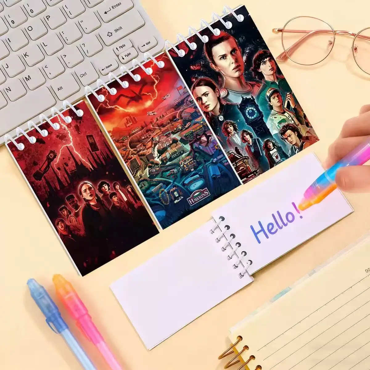 new 10pcs r Mini Notebook Set 24 Pages Lined Notepad for Office Journal Diary Student Class Stationery Cosplay Prop gift bags