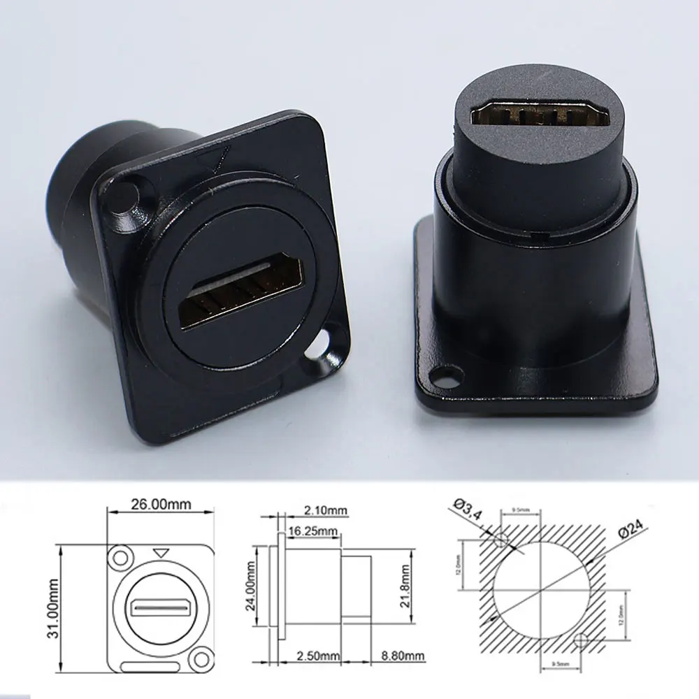 1Piece Type-C /USB 2.0 3.0 /RJ45 CAT6 /HDMI-Jack Socket Round/D Type Module Through Network Panel Mounting Electronic Connector