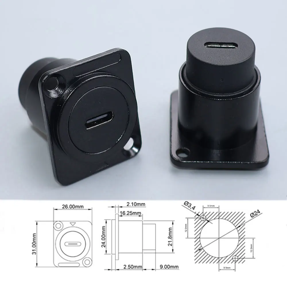 1Piece Type-C /USB 2.0 3.0 /RJ45 CAT6 /HDMI-Jack Socket Round/D Type Module Through Network Panel Mounting Electronic Connector