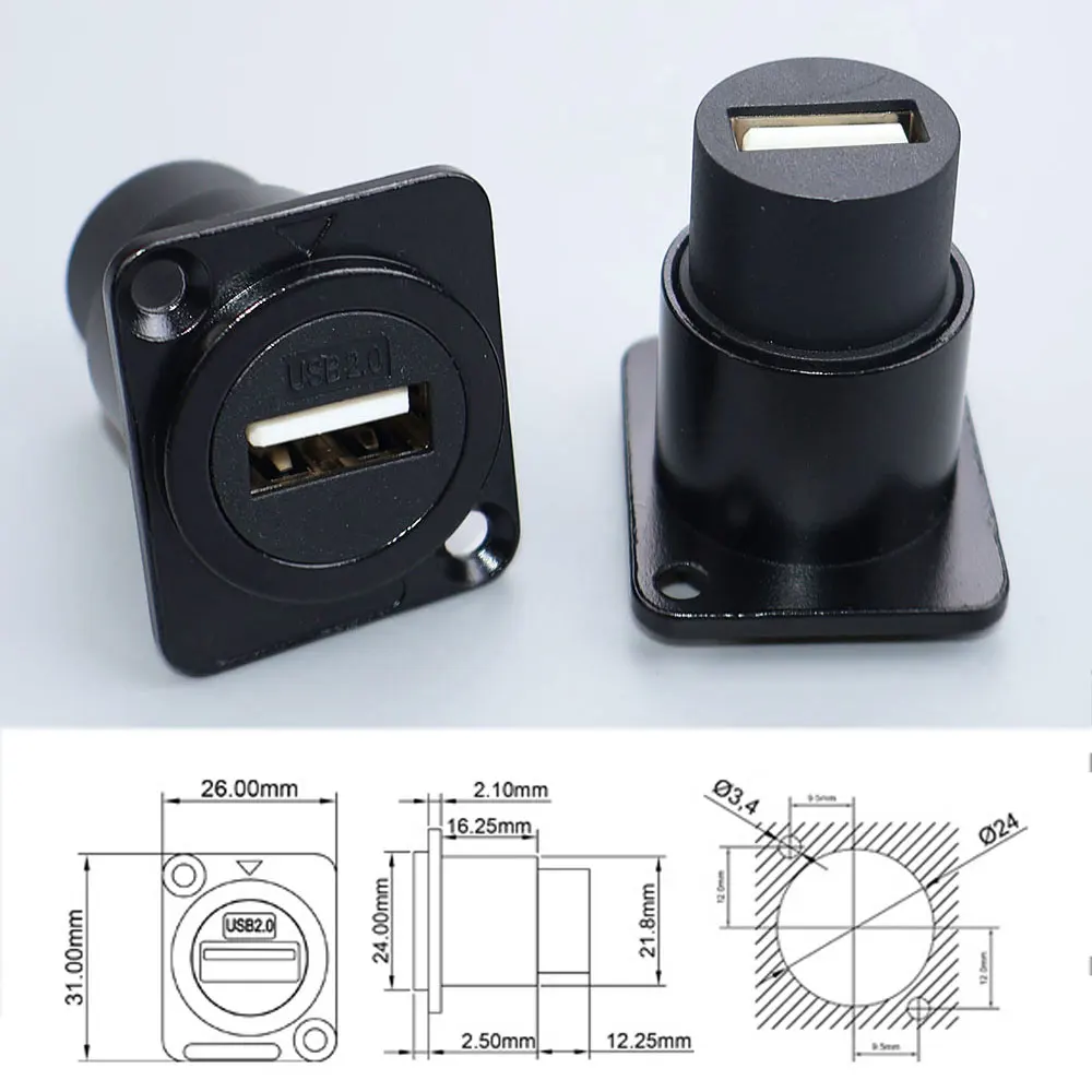 1Piece Type-C /USB 2.0 3.0 /RJ45 CAT6 /HDMI-Jack Socket Round/D Type Module Through Network Panel Mounting Electronic Connector
