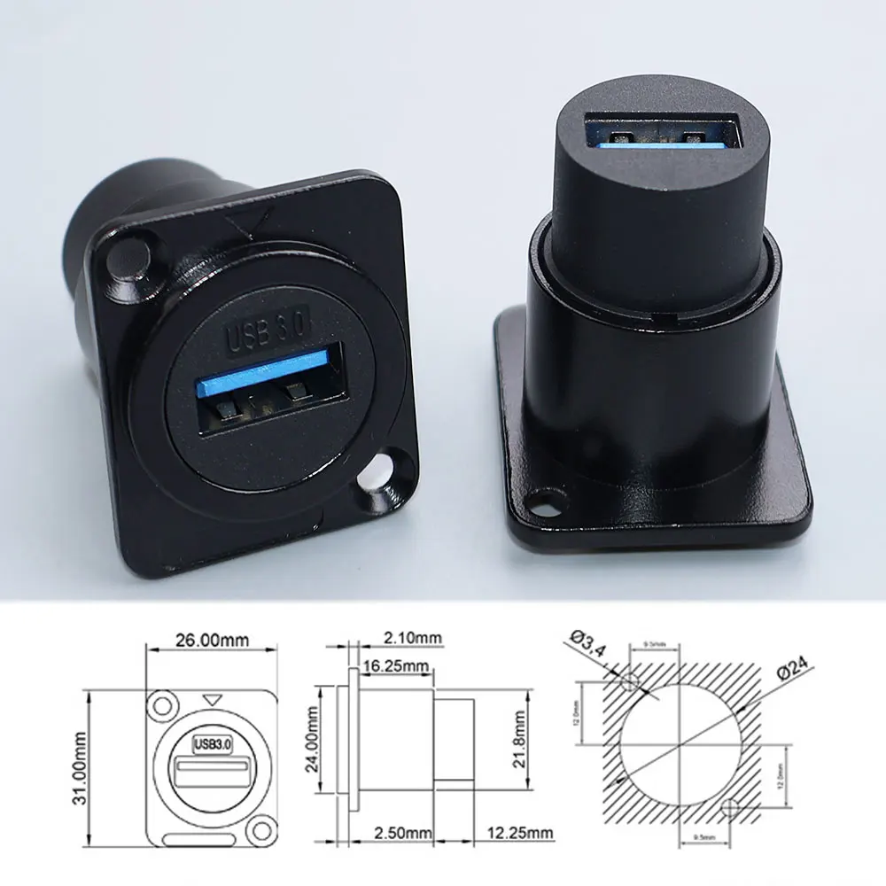 1Piece Type-C /USB 2.0 3.0 /RJ45 CAT6 /HDMI-Jack Socket Round/D Type Module Through Network Panel Mounting Electronic Connector
