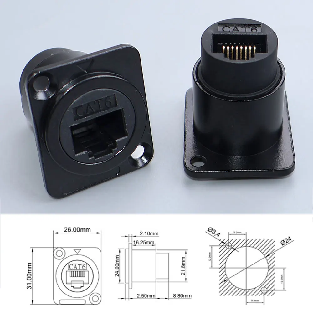 1Piece Type-C /USB 2.0 3.0 /RJ45 CAT6 /HDMI-Jack Socket Round/D Type Module Through Network Panel Mounting Electronic Connector