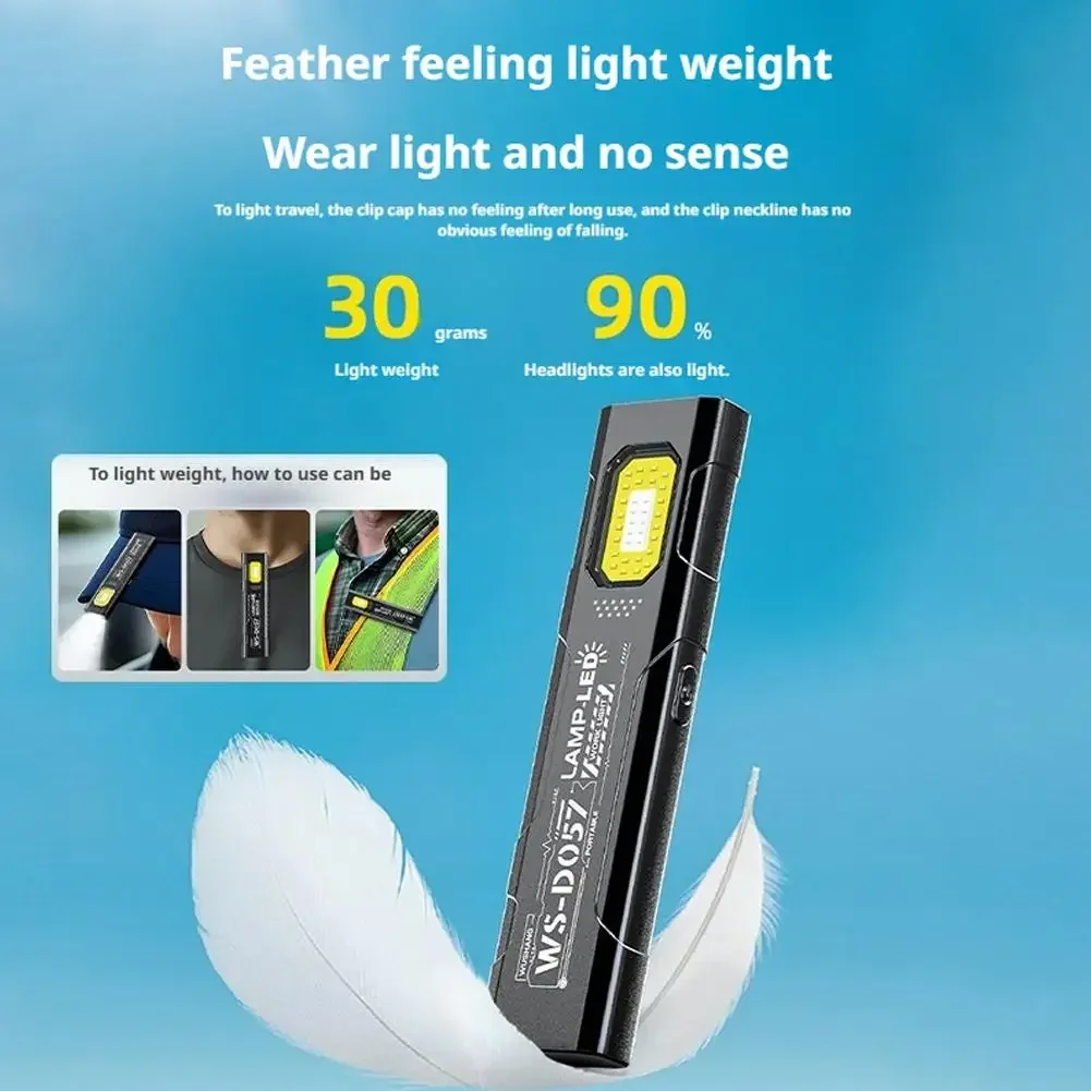 1-3PCSMini EDC Flashlight With COB Tail Magnet USB Rechargeable Emergency Lantern Hat Clip Light For Camping Running Working