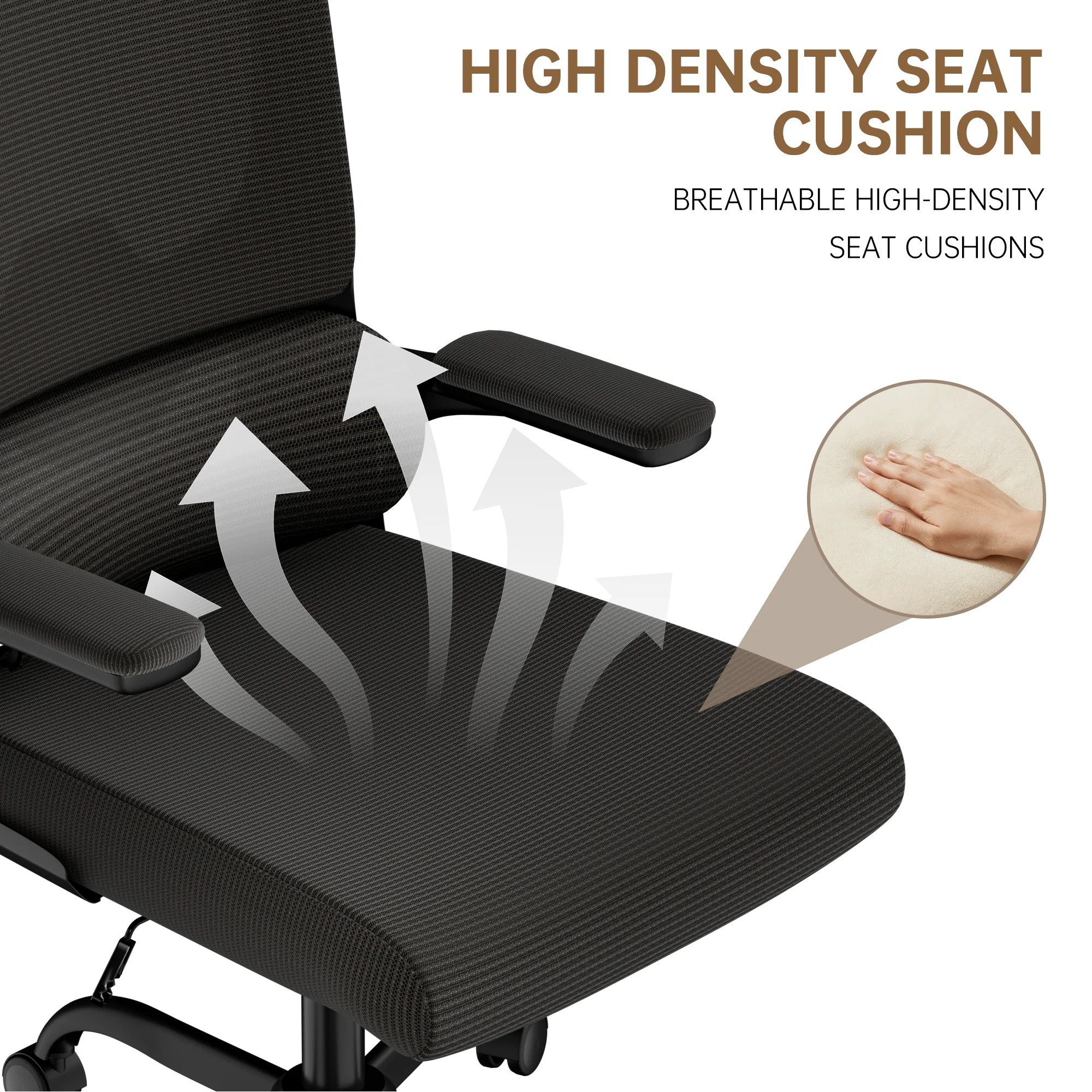 Ergonomic Office Chair with Lumbar Support, Home Office Desk Computer Chairs Adjustable Headrest and Flip-up Armrests