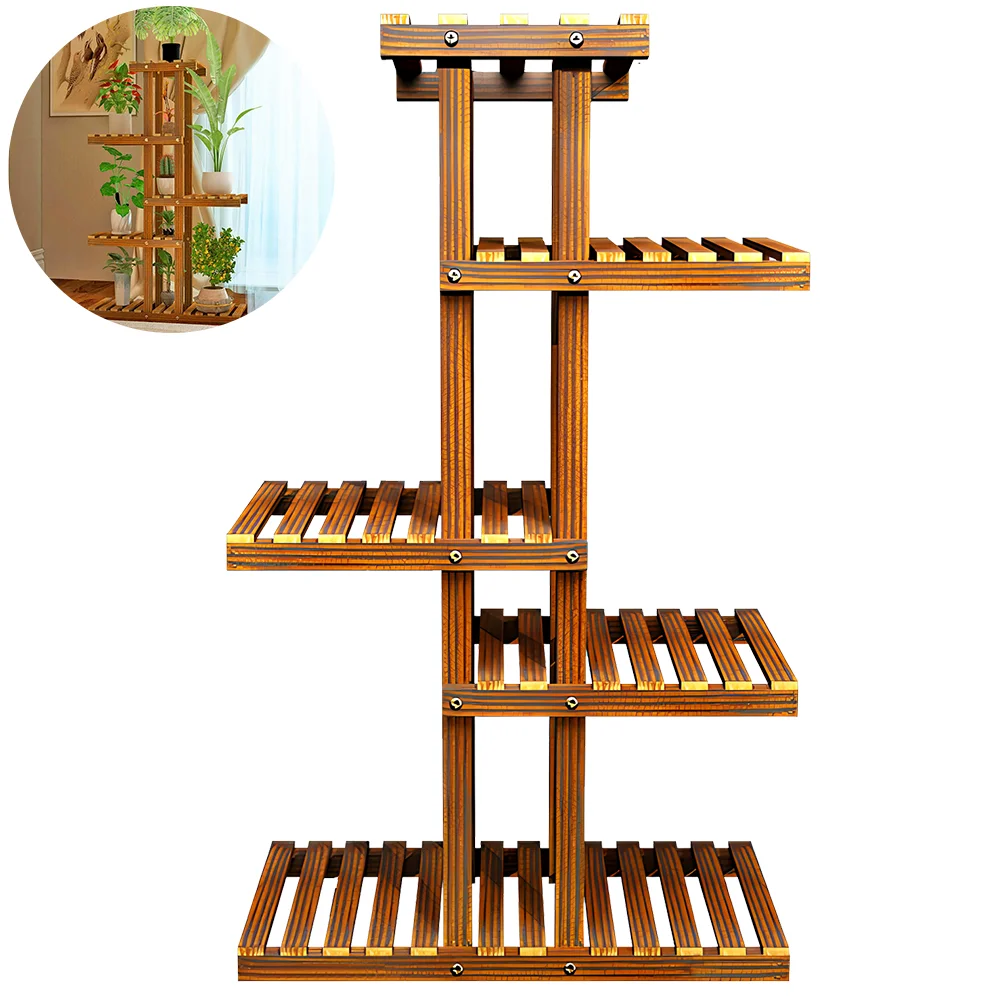 5 Tiers Plant Stand Wood Flower Rack 36in Height Plant Holder 6 Potted Display Storage Shelves Succulent Pot Rack