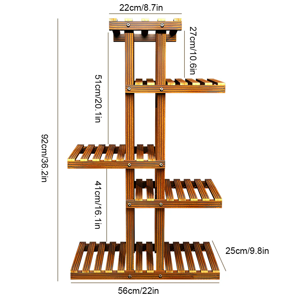 5 Tiers Plant Stand Wood Flower Rack 36in Height Plant Holder 6 Potted Display Storage Shelves Succulent Pot Rack