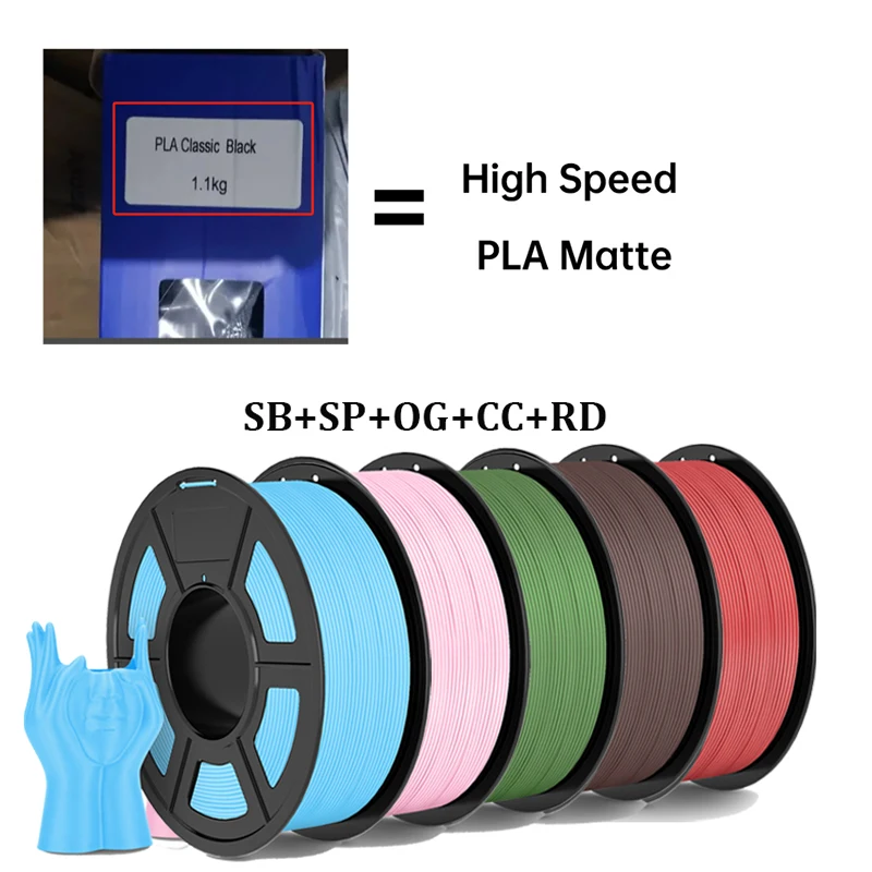 JAYO PLA Classic 10Rolls 3D Printer Filaments High Speed Matte PLA 1.75mm Maxi of 600mm/s no Bubble Free FDM for 3D Printing