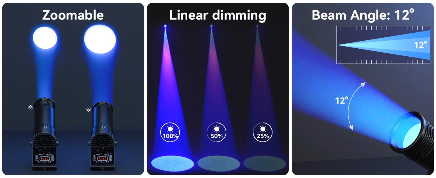 Datewink 2/4Pcs 30W RGBW LED Beam Pinspot Light Spot Lights DJ Disco Mirror Ball Stage Lighting Effect DMX For Party Wedding Bar
