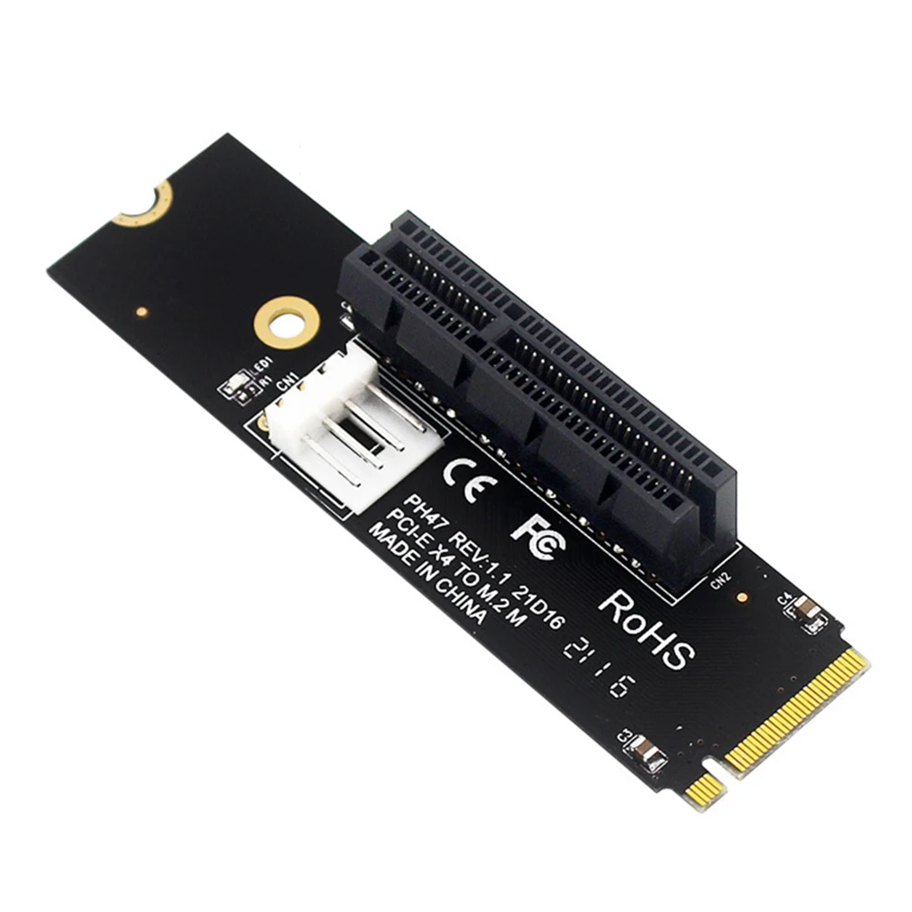 NGFF M.2 To PCI-E 4X SATA Power Riser Compatible with X1 X4 X8 X16 PCI-e Interface Convert Adapter Static Bag Packaging