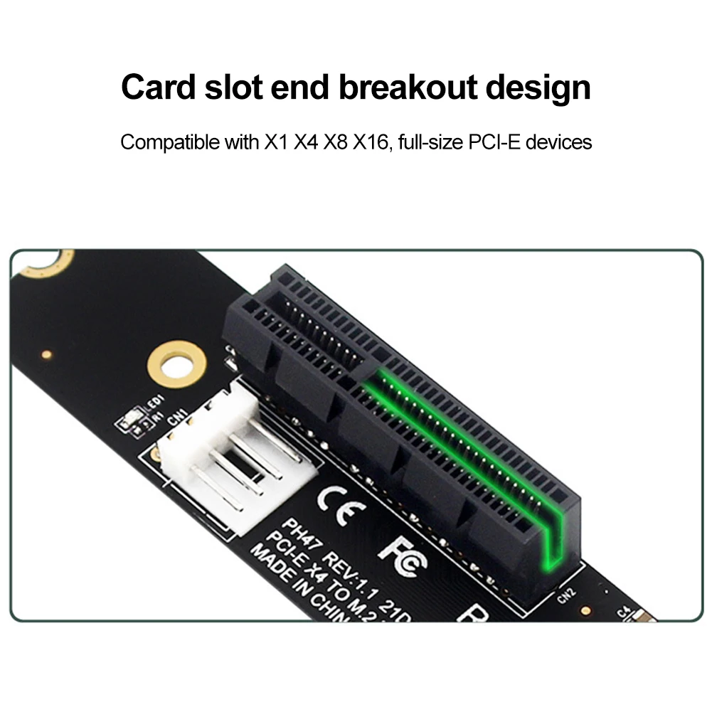 NGFF M.2 To PCI-E 4X SATA Power Riser Compatible with X1 X4 X8 X16 PCI-e Interface Convert Adapter Static Bag Packaging
