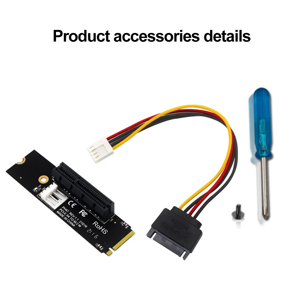 NGFF M.2 To PCI-E 4X SATA Power Riser Compatible with X1 X4 X8 X16 PCI-e Interface Convert Adapter Static Bag Packaging
