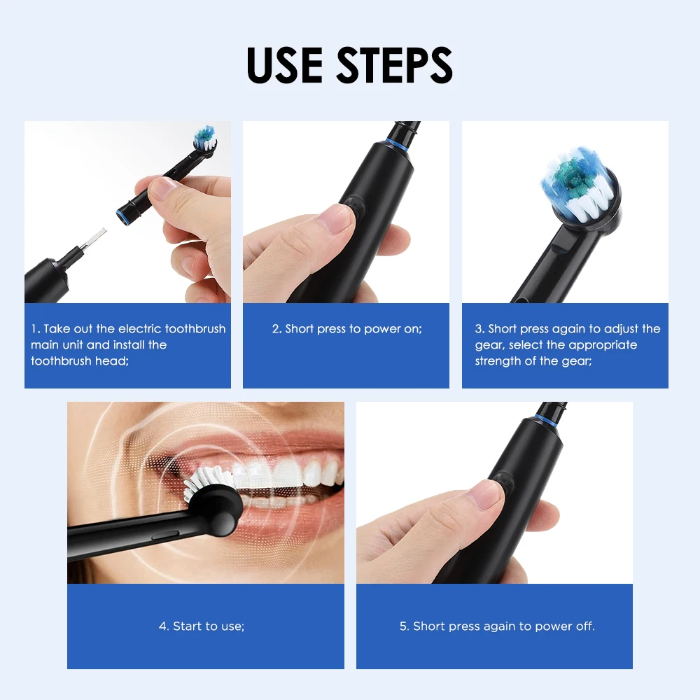 Electric Toothbrush Cordless USB Rechargeable Waterproof Intelligent Toothbrush Effective Oral Care Adults Automatic Tooth Brush