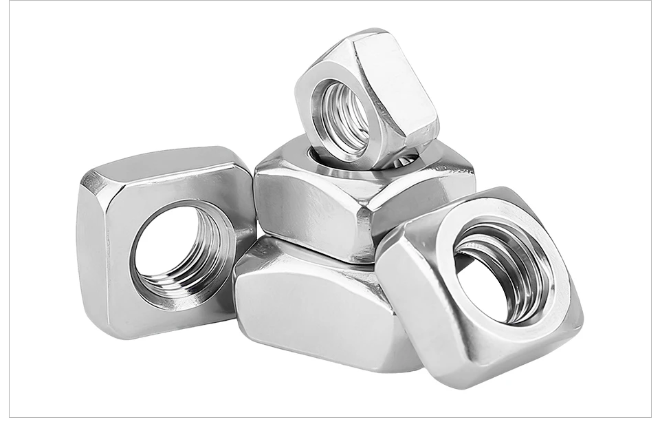 DIN557 Square Nuts 304 Stainless Steel M3 M4 M5 M6 M8 M10 M12 Four‑Sided Nuts for Industry Fastening