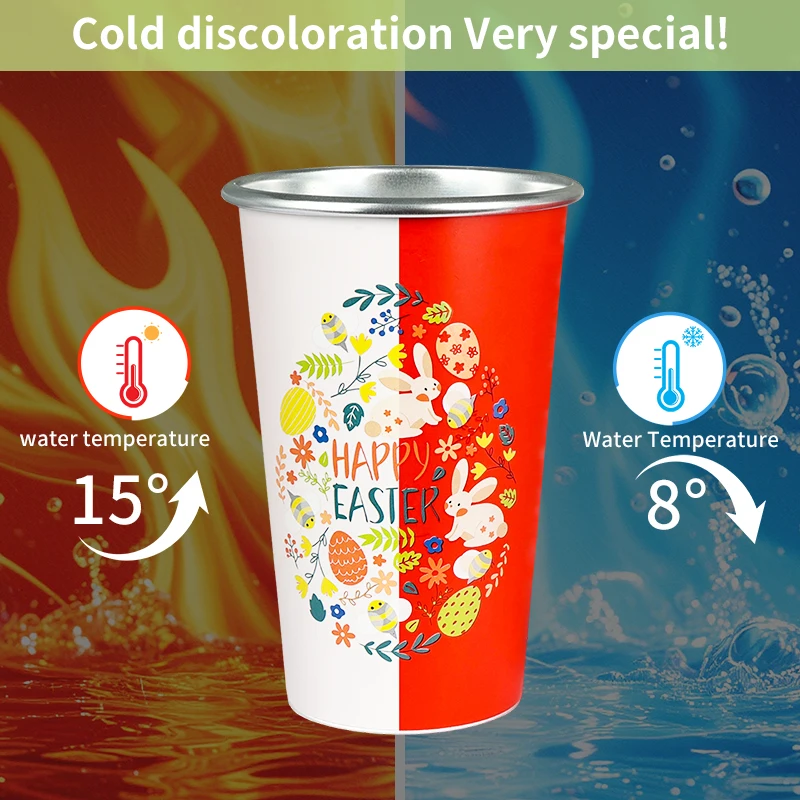 470ML Cold Discolored Aluminum Cup Cold Drink Cola Cup Cold Color Changing Drinking Cup Reusable Beer Mugs Collection Gifts