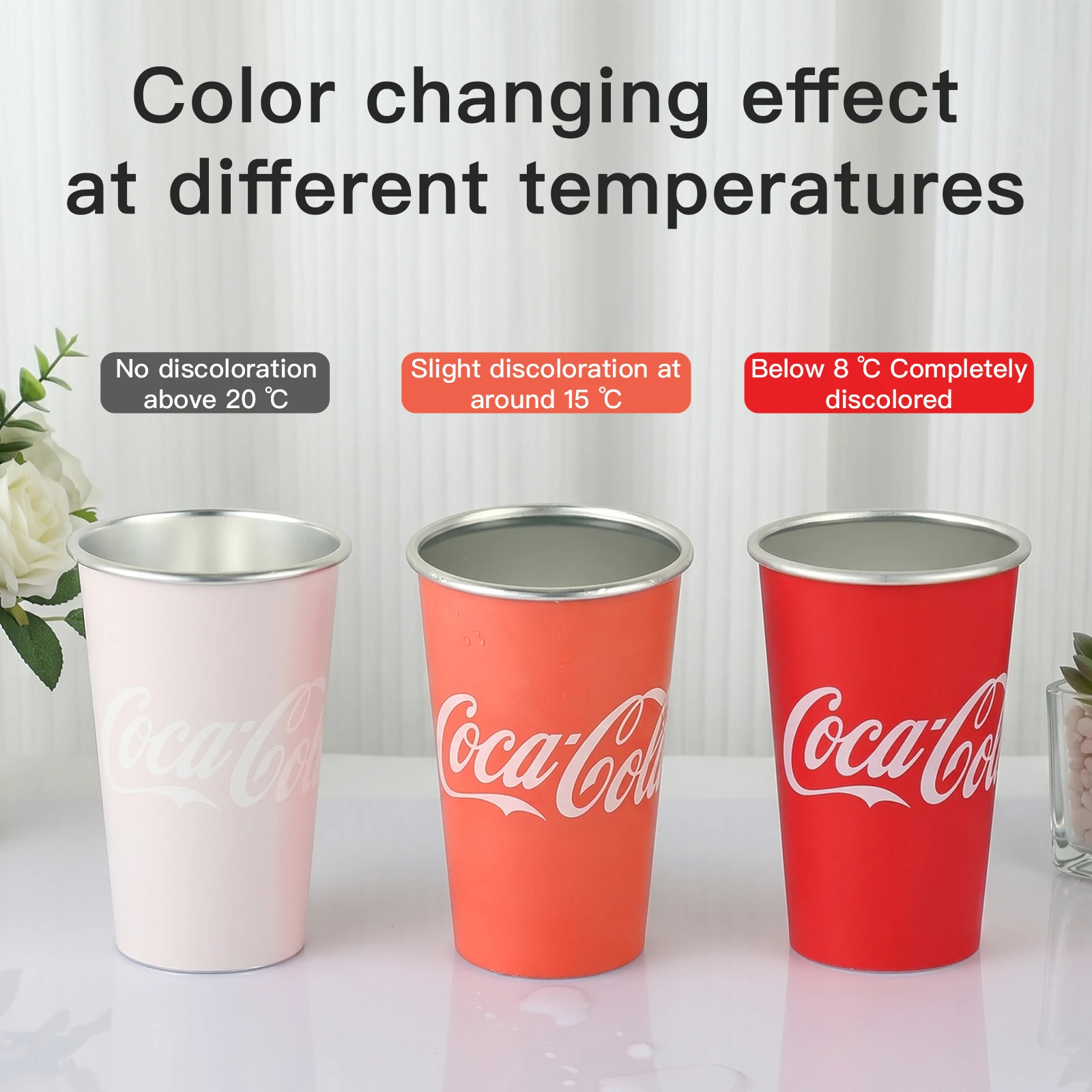 470ML Cold Discolored Aluminum Cup Cold Drink Cola Cup Cold Color Changing Drinking Cup Reusable Beer Mugs Collection Gifts