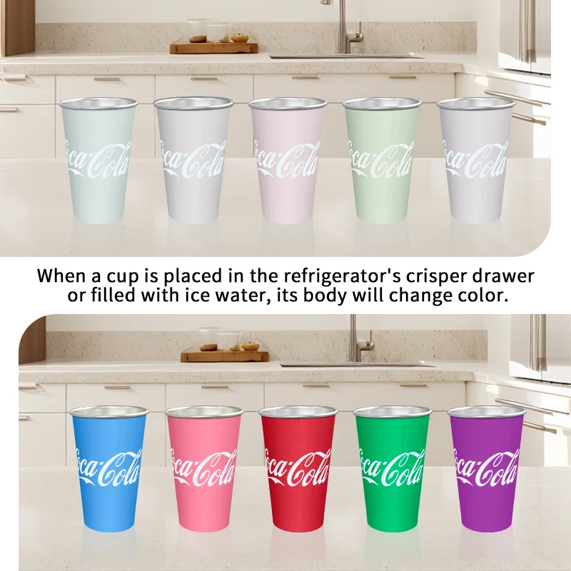 470ML Cold Discolored Aluminum Cup Cold Drink Cola Cup Cold Color Changing Drinking Cup Reusable Beer Mugs Collection Gifts