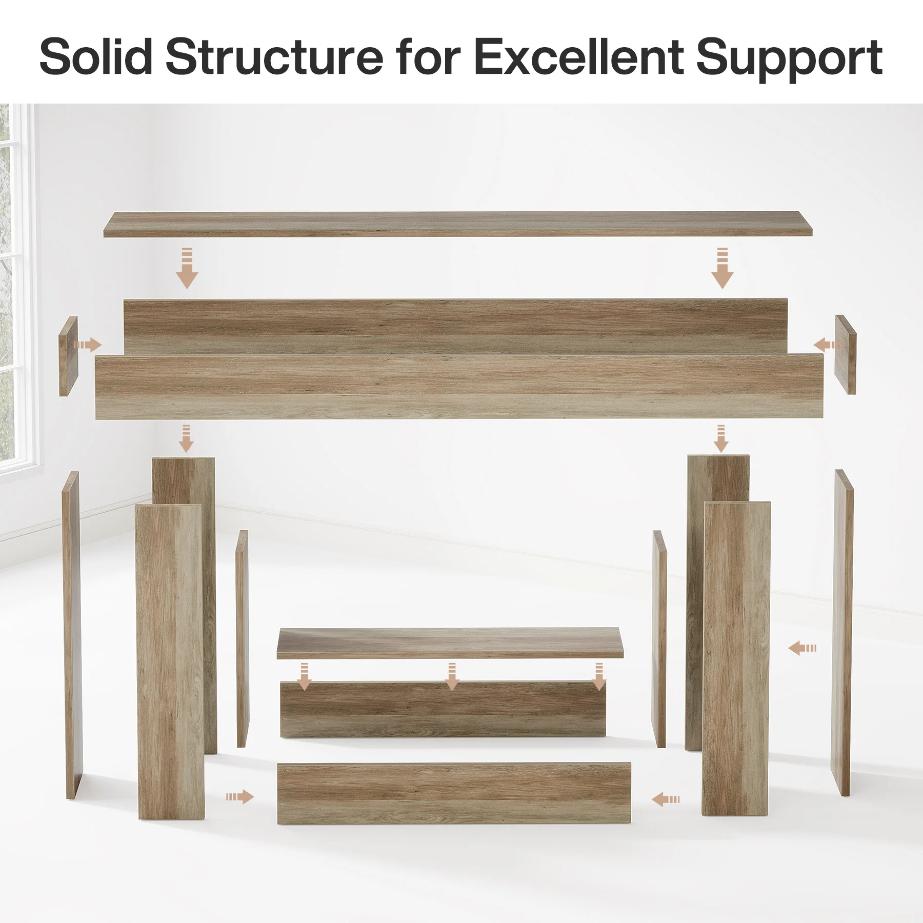 Tribesigns 63" Console Table, Farmhouse 2-Tier Entryway Table with U-Shaped Base, Narrow Long Wood Sofa Table Behind Couch Table