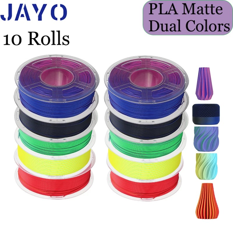JAYO pla matte dual Color 10Rolls/Set 3D Filament 1.75mm ±0.02mm 3D Printer Filament New product, no bubbles 7 colors available