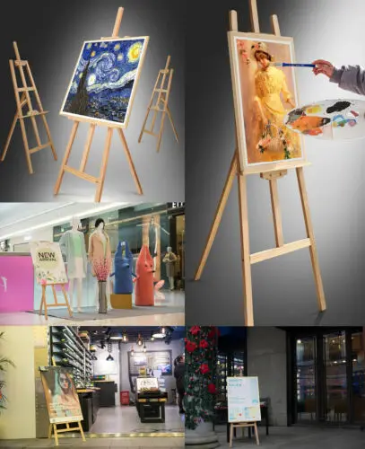 Easel Stand Wooden A-Frame Folding Pine Wood Artist Art Craft Adjustable Display Exhibition for Wedding Painting Art Easel