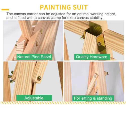 Easel Stand Wooden A-Frame Folding Pine Wood Artist Art Craft Adjustable Display Exhibition for Wedding Painting Art Easel