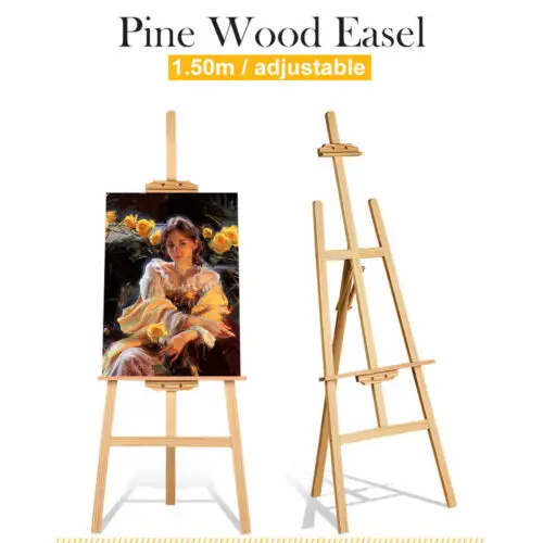 Easel Stand Wooden A-Frame Folding Pine Wood Artist Art Craft Adjustable Display Exhibition for Wedding Painting Art Easel