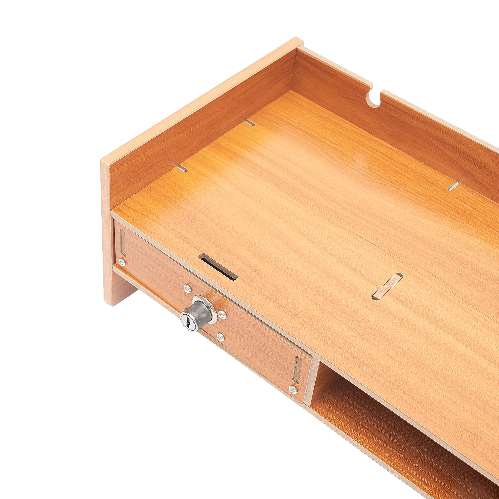 3 Drawers Computer Storage Rack Computer Monitor Stand Office Desktop Organizer Cabinet 2* Keys for Study, Office, Living Room