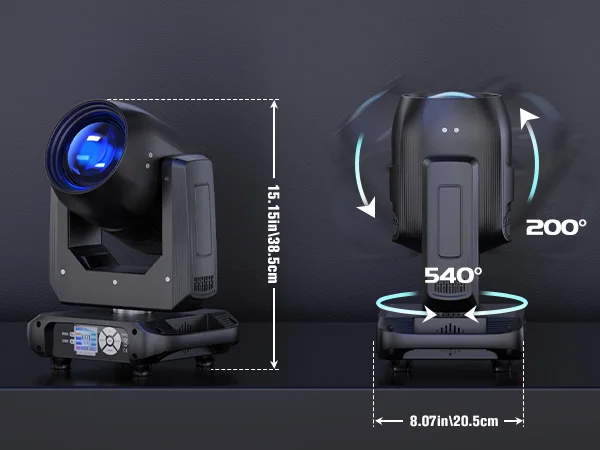 U'King 150W Beam Moving Head Light Rotating 18 Prisms 14 Gobos LED Rainbow Effect Zoom Stage Light DMX512 for DJ Disco Show Bar