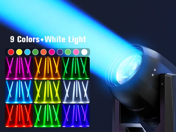 U'King 150W Beam Moving Head Light Rotating 18 Prisms 14 Gobos LED Rainbow Effect Zoom Stage Light DMX512 for DJ Disco Show Bar