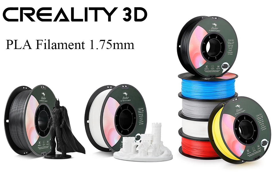 5/10 PCS CREALITY 3D PLA Printer Filament 1.75mm 1KG 3D Printing Plastic Material Black/White For Ender Series Printer